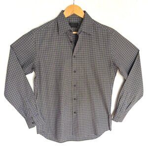 SIZE 40 ,15 3/4 Prada Mens Plaid L/S Button-Up Shirt Cotton Blend, blue olive It